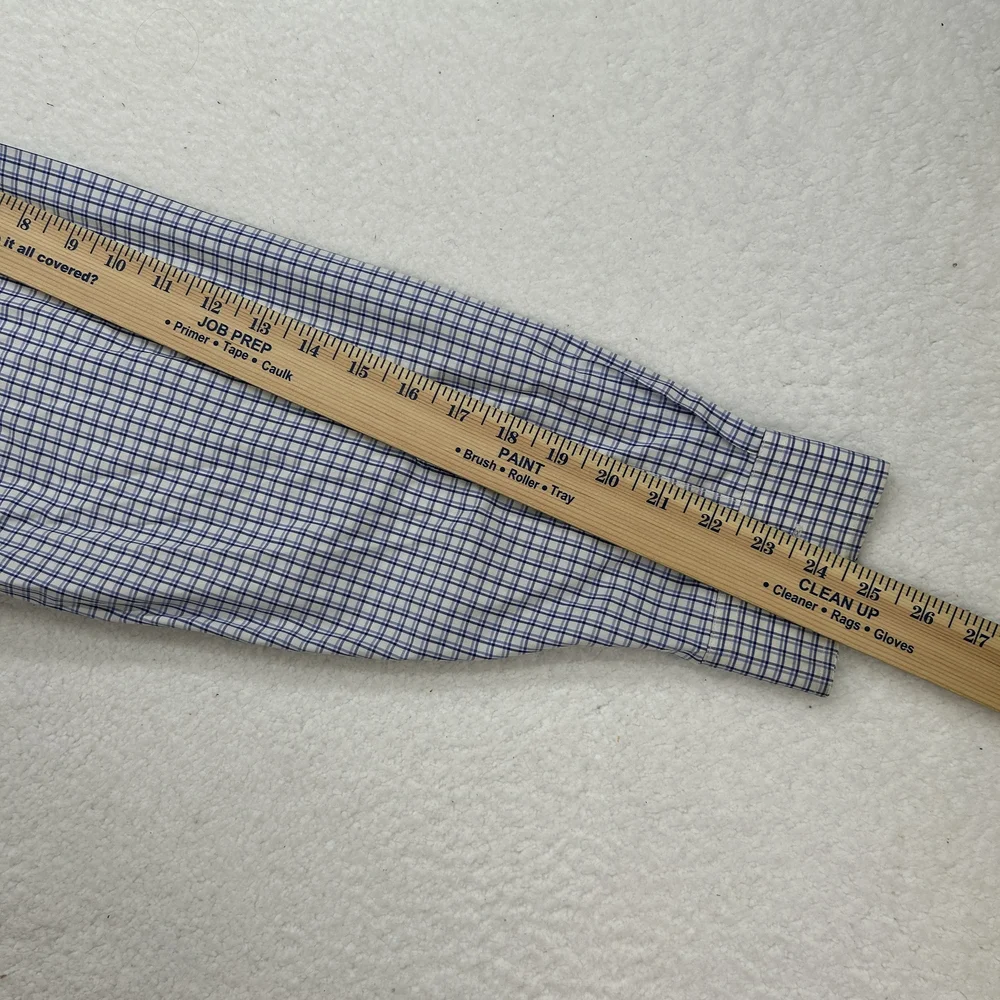 L.L.Bean Shirt Mens Large Regular Wrinkle Resistant Blue Plaid Button Down